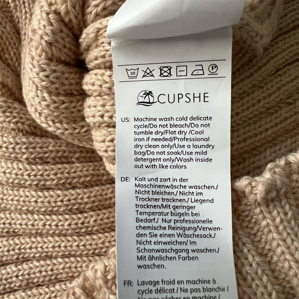 Cupshe Stretchy Elegant Tan Knit Sweater Dress - S - NWT - Picture 9 of 9